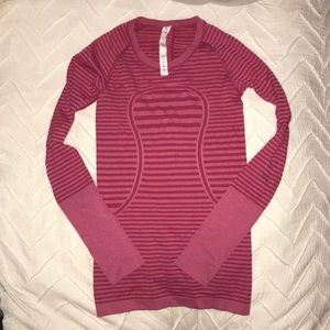 NEW lululemon pink striped swiftly longsleeve